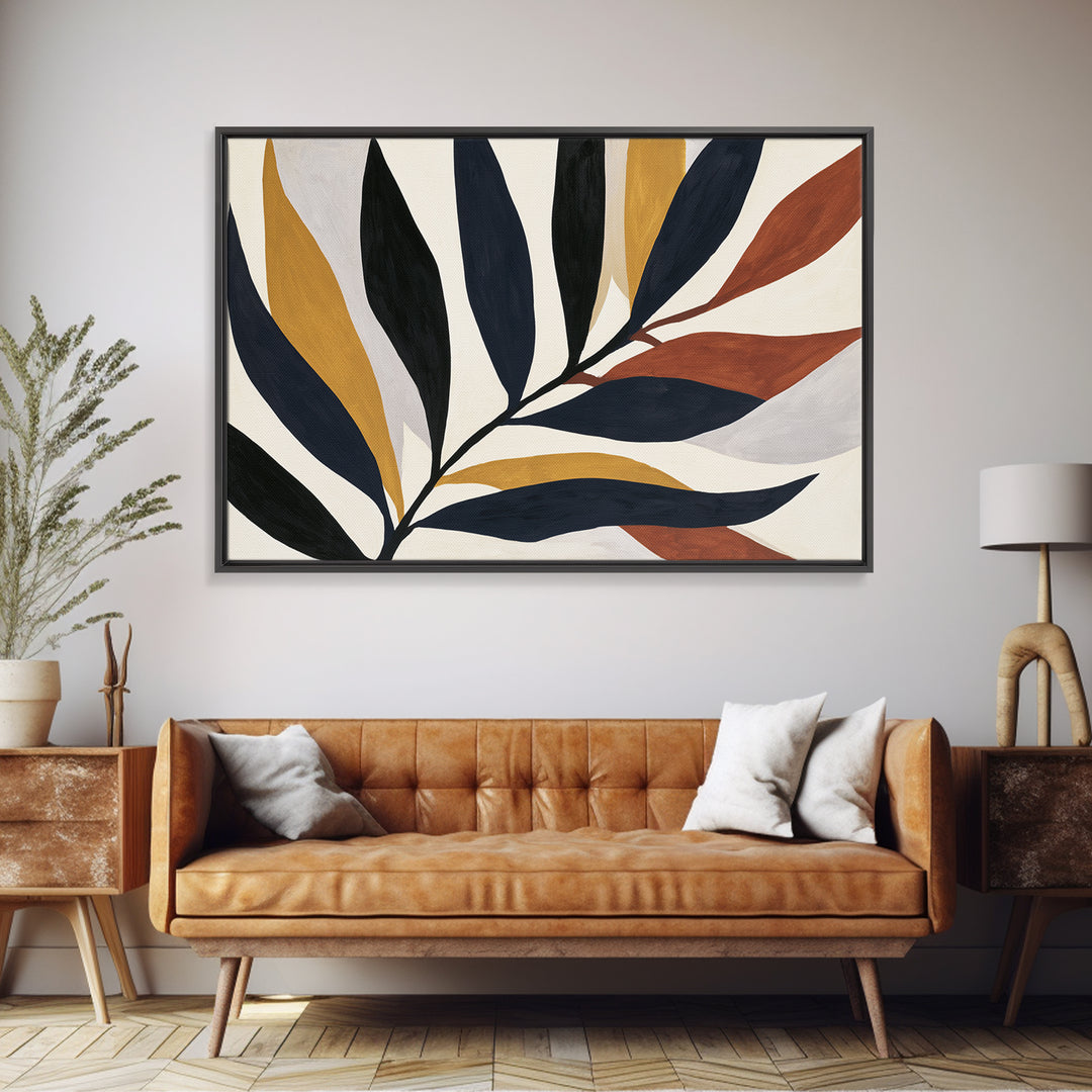 Single Black Branch on Warm White Background Canvas Print, Scandinavian Art, Minimalist Decor, Living Room Decor, Nordic, SCA-3x2-48