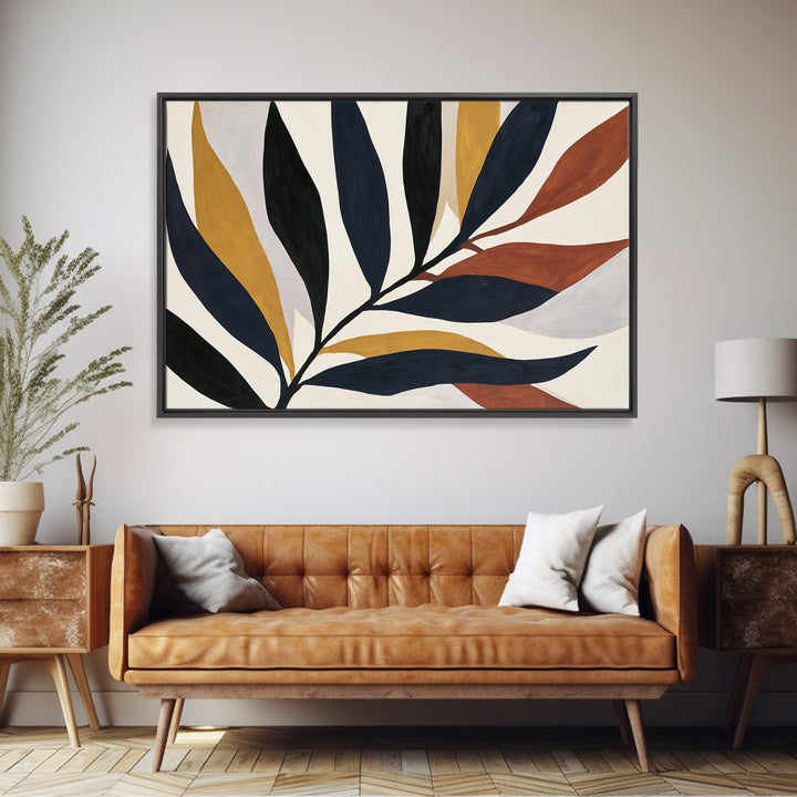 Single Black Branch on Warm White Background Canvas Print, Scandinavian Art, Minimalist Decor, Living Room Decor, Nordic, SCA-3x2-48