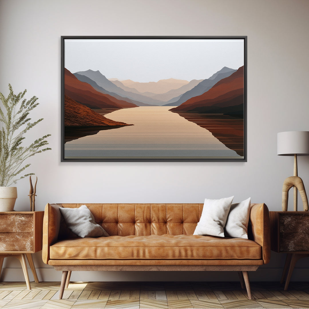 Minimal Fjord Landscape Canvas Print, Scandinavian Art, Floral Wall Art, Living Room Decor, Oil Painting, Nordic, SCA-3x2-54