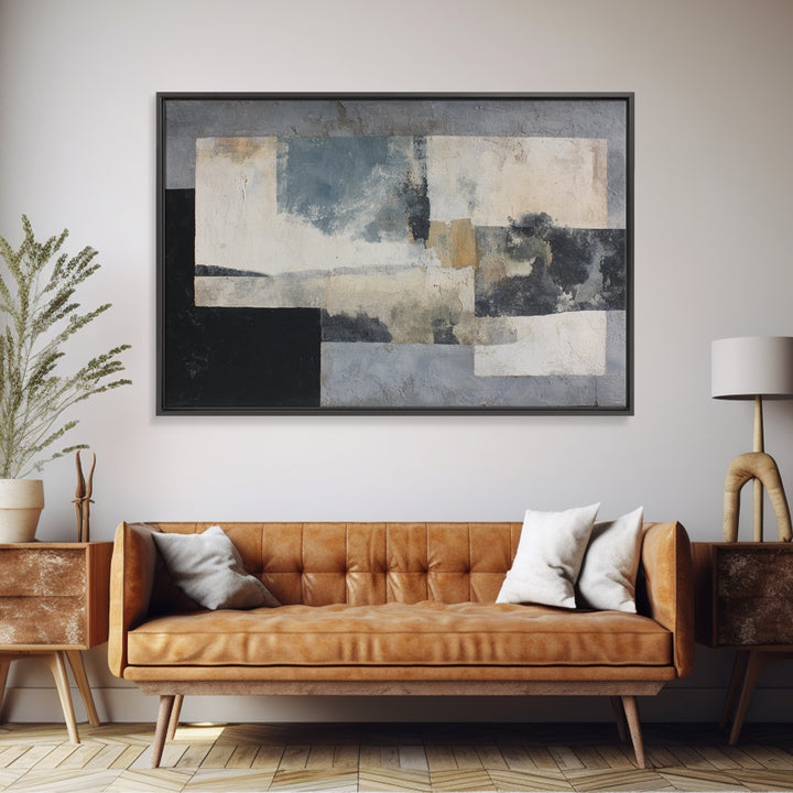 Simple Black House Shape Framed Canvas Print, Scandinavian Art, Abstract Wall Art, Living Room Decor, Fine Art, Nordic, SCA-3x2-59