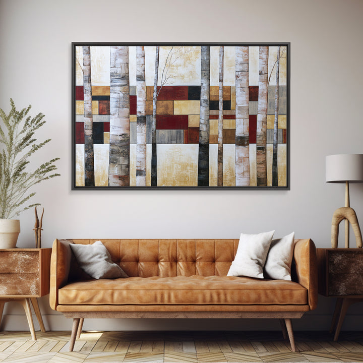 Birch Tree Trunks Framed Canvas Print, Scandinavian Art, Wall Art, Living Room Decor, Fine Art, Nordic, Large Wall Art, SCA-3x2-85