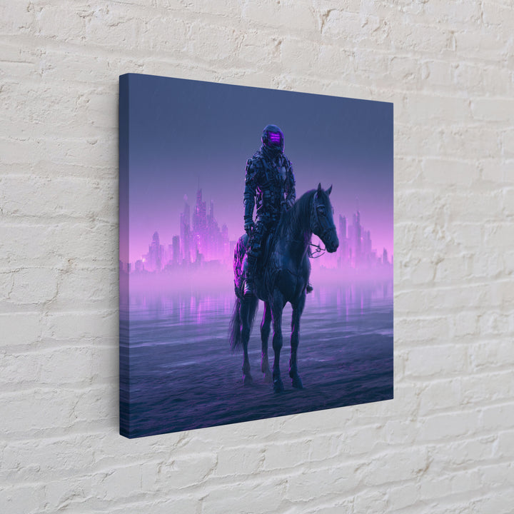 Space Explorer Horse Rider on Distant Planet Framed Canvas Print, Scifi Art, Neutral Decor, Living Room Decor, Fine Art, Orbit, SCI-1x1-21