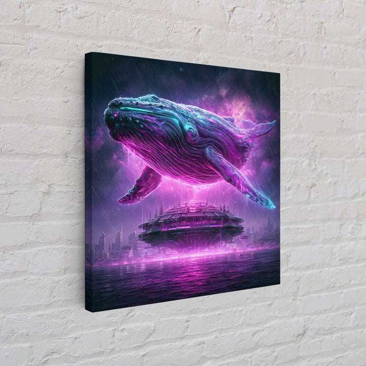 Cosmic Whale Swimming Through Deep Space Framed Canvas Print, Scifi Art, Art Print, Living Room Decor, Fine Art, Orbit, SCI-1x1-40