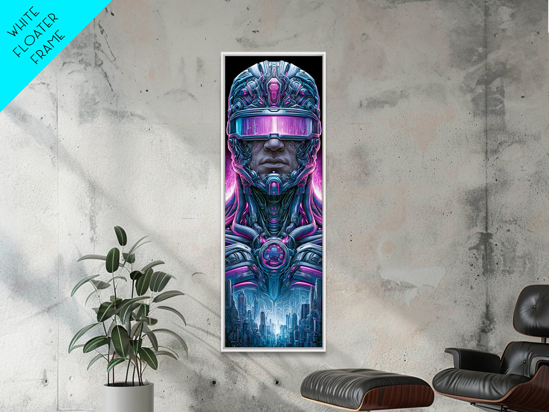 Cyborg Portrait with Reflective Visor Canvas Print, Scifi Art, Luxury Decor, Living Room Decor, Fine Art, Orbit, Digital Art, SCI-1x3-21