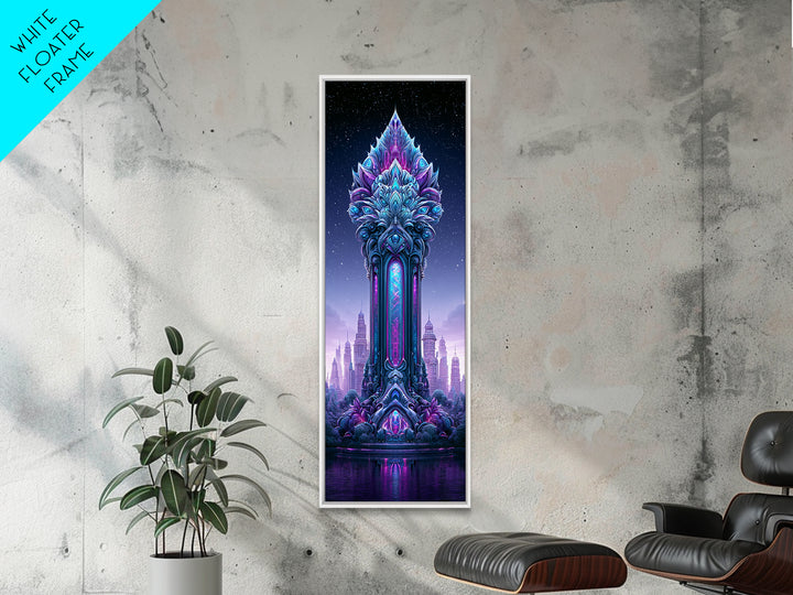 Futuristic Botanical Dome Framed Canvas Print, Scifi Art, Posters, Living Room Decor, Fine Art, Orbit, Pop Art, Mid Century Art, SCI-1x3-36