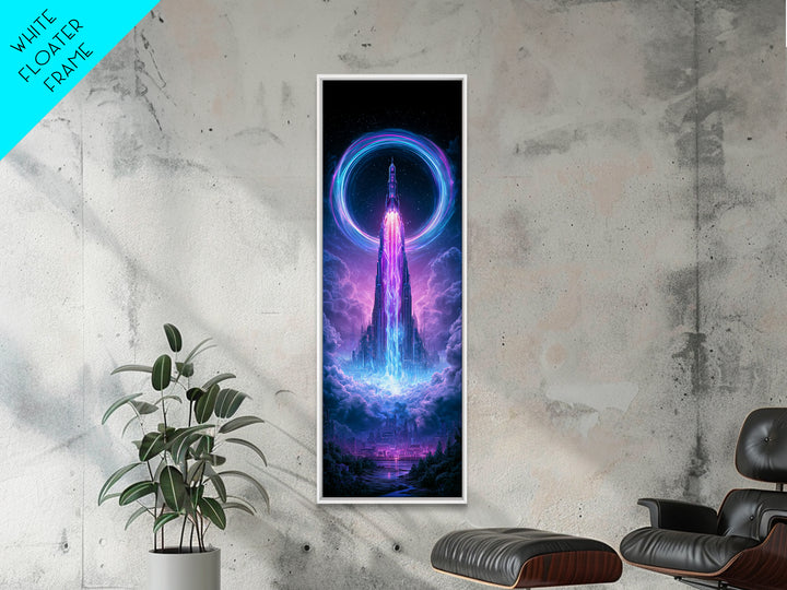 Retro Rocket Launching Through Cloud Rings Canvas Print, Scifi Art, Pop Art, Living Room Decor, Fine Art, Orbit, Gallery Decor, SCI-1x3-43