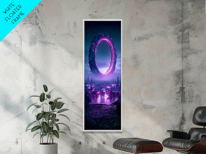 Giant Ring World Seen from a Valley Canvas Print, Scifi Art, Digital Art, Living Room Decor, Oil Painting, Orbit, SCI-1x3-44