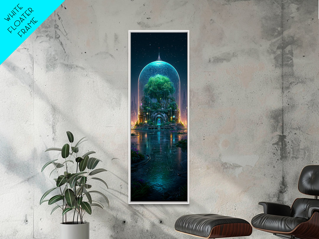 Futuristic Botanical Dome Canvas Print, Scifi Art, Ai Art, Living Room Decor, Fine Art, Orbit, Star Wars Art, Space Art, SCI-1x3-60