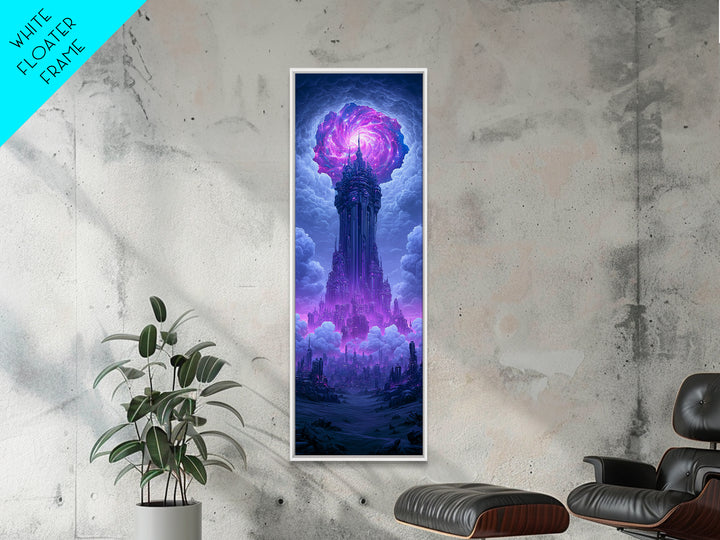 Wormhole Opening over Barren Landscape Canvas Print, Scifi Art, Poster, Living Room Decor, Fine Art, Orbit, Retro Wall Art, SCI-1x3-77