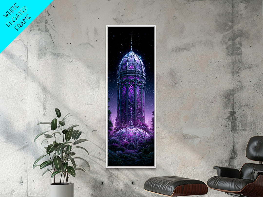Futuristic Botanical Dome Framed Canvas Print, Scifi Art, Living Room Art, Living Room Decor, Oil Painting, Orbit, Space Poster, SCI-1x3-84