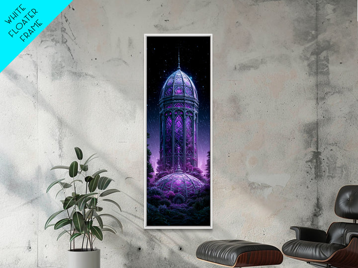 Futuristic Botanical Dome Framed Canvas Print, Scifi Art, Living Room Art, Living Room Decor, Oil Painting, Orbit, Space Poster, SCI-1x3-84