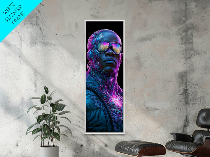 Cyborg Portrait with Reflective Visor Canvas Print, Scifi Art, Posters, Living Room Decor, Orbit, Pop Art, Mid Century Art, SCI-1x3-93