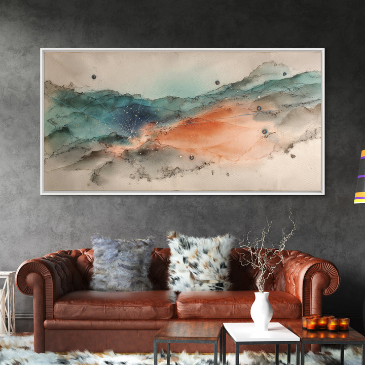 Robot Companion Crossing a Red Canyon Framed Canvas Print, Scifi Art, Collage Art, Living Room Decor, Fine Art, Orbit, SCI-2x1-96