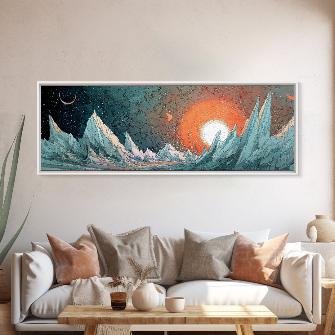 Robot Companion Crossing a Red Canyon Canvas Print, Scifi Art, Fantasy Art, Living Room Decor, Oil Painting, Orbit, SCI-3x1-20