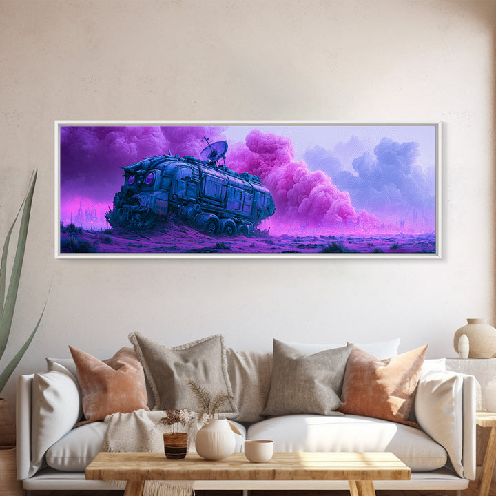 Crashed Satellite in a Desert Storm Canvas Print, Scifi Art, Canvas Wall Art, Living Room Decor, Fine Art, Orbit, SCI-3x1-83