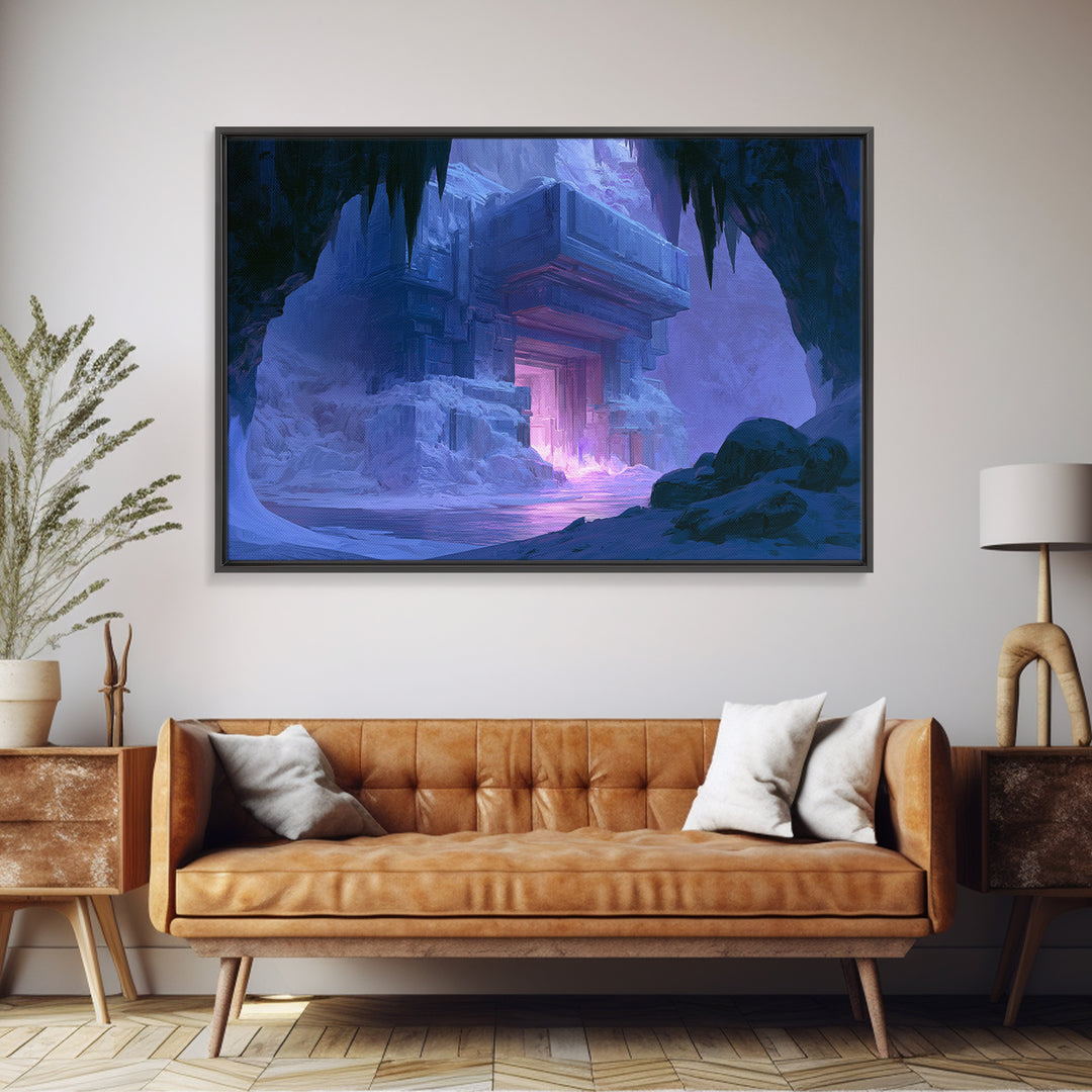 Glowing Alien Artifact Framed Canvas Print, Scifi Art, Space Art, Living Room Decor, Fine Art, Orbit, Luxury Decor, Art Print, SCI-3x2-24