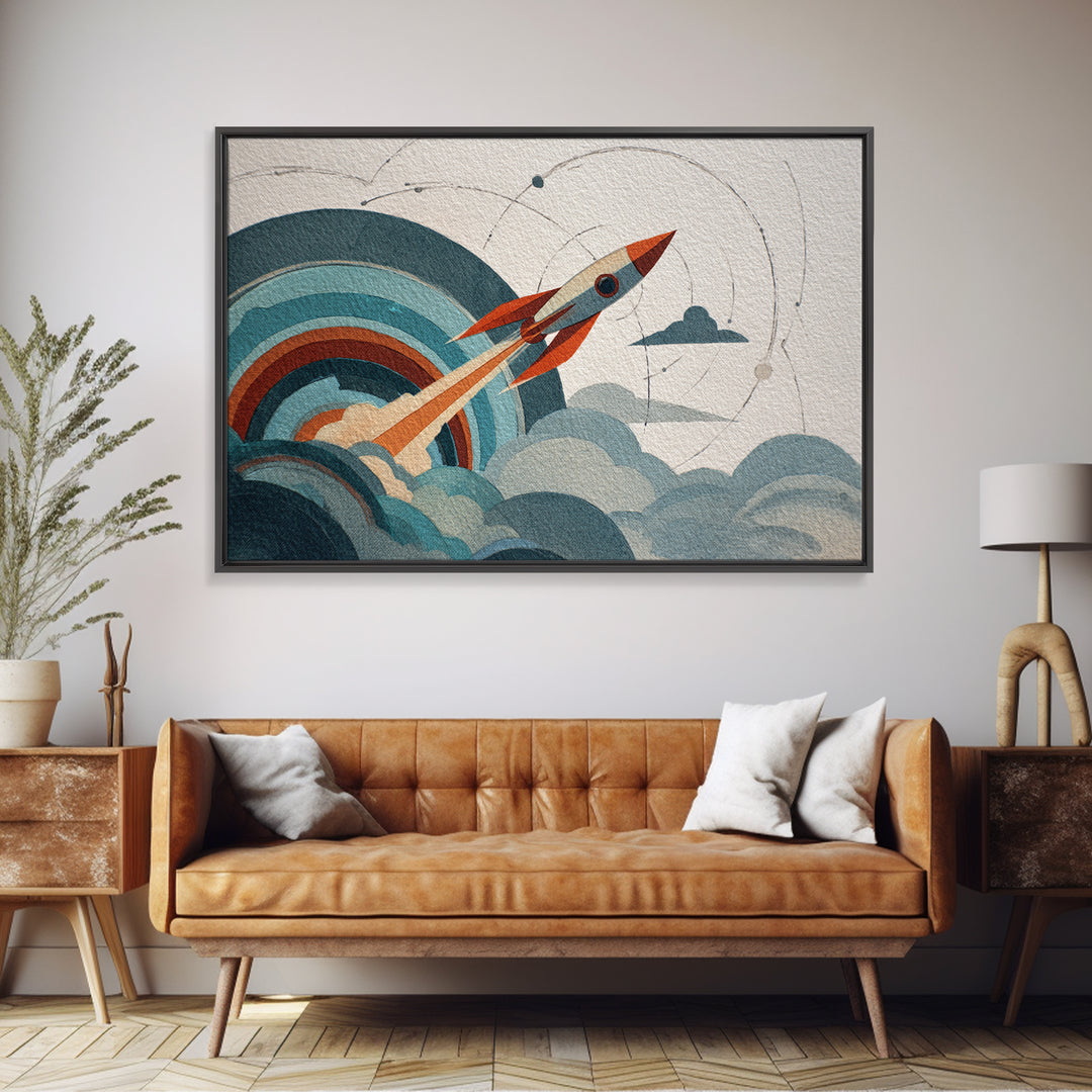 Abandoned Spacecraft Overgrown Canvas Print, Scifi Art, Pop Art, Living Room Decor, Orbit, Gallery Decor, Neutral Decor, SCI-3x2-38