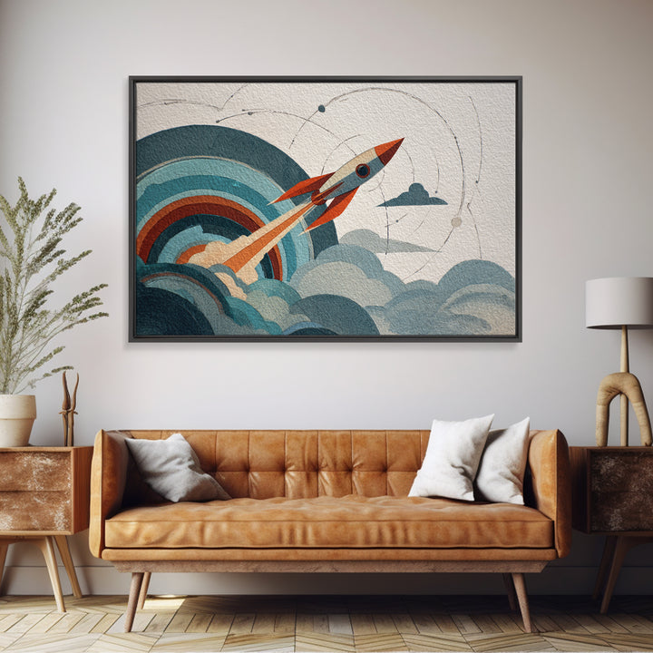 Abandoned Spacecraft Overgrown Canvas Print, Scifi Art, Pop Art, Living Room Decor, Orbit, Gallery Decor, Neutral Decor, SCI-3x2-38