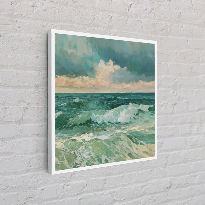 Turbulent Green Sea Framed Canvas Print, Seascape Art, Fine Art Print, Coastal Decor, Abstract Art, Seascape, Digital Prints, SEA-1x1-33