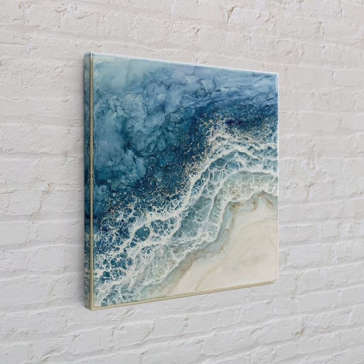 Ocean Foam Patterns from Above Canvas Print, Seascape Art, Wall Art Print, Coastal Decor, Watercolor Art, Seascape, SEA-1x1-60