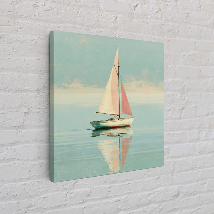 Quiet Sailboat on Glassy Water Framed Canvas Print, Seascape Art, Neutral Decor, Coastal Decor, Fine Art, Seascape, Home Decor, SEA-1x1-80