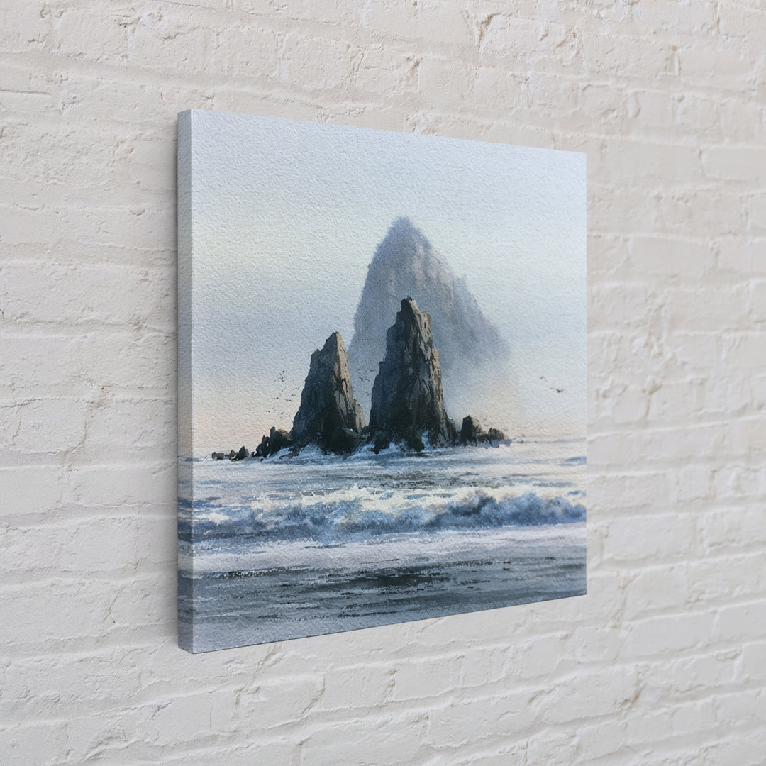 Sea Stack Rocks Canvas Print, Seascape Art, Boho Decor, Coastal Decor, Fine Art, Seascape, Printable Wall Art, SEA-1x1-91