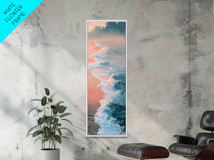 Sunset Surf Glowing Orange and Pink Canvas Print, Seascape Art, Art Print, Coastal Decor, Fine Art, Seascape, Printable Art, SEA-1x3-40