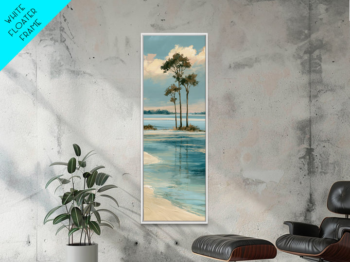 Tropical Lagoon with Transparent Shallows Framed Canvas Print, Seascape Art, Watercolor Art, Coastal Decor, Fine Art, Seascape, SEA-1x3-46