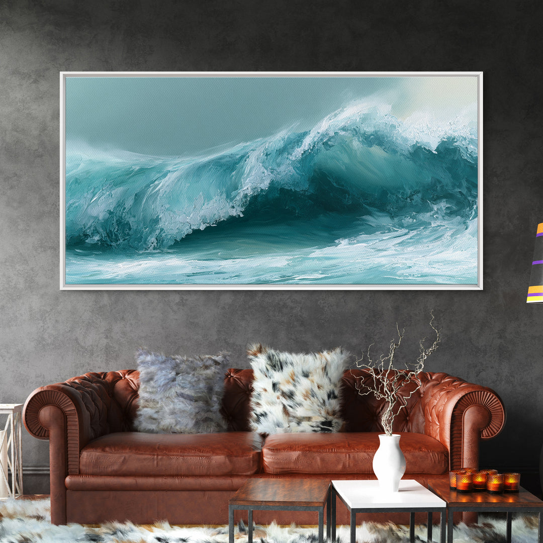 Abstract Wave Curl Framed Canvas Print, Seascape Art, Original Art, Coastal Decor, Fine Art, Seascape, Living Room Wall Art, SEA-2x1-3