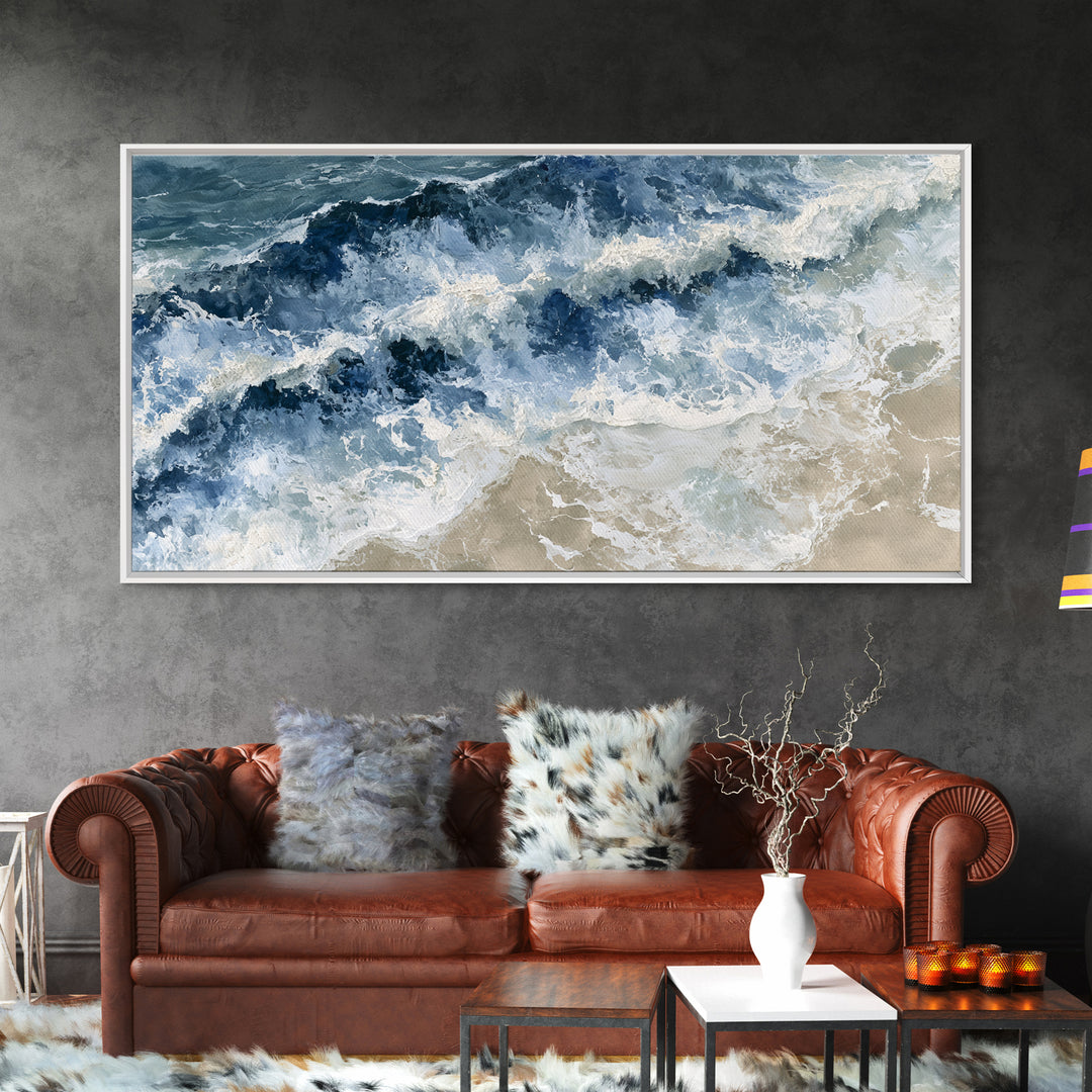 Ocean Foam Patterns from Above Canvas Print, Seascape Art, Contemporary Art, Coastal Decor, Fine Art, Seascape, Canvas Wall Art, SEA-2x1-32