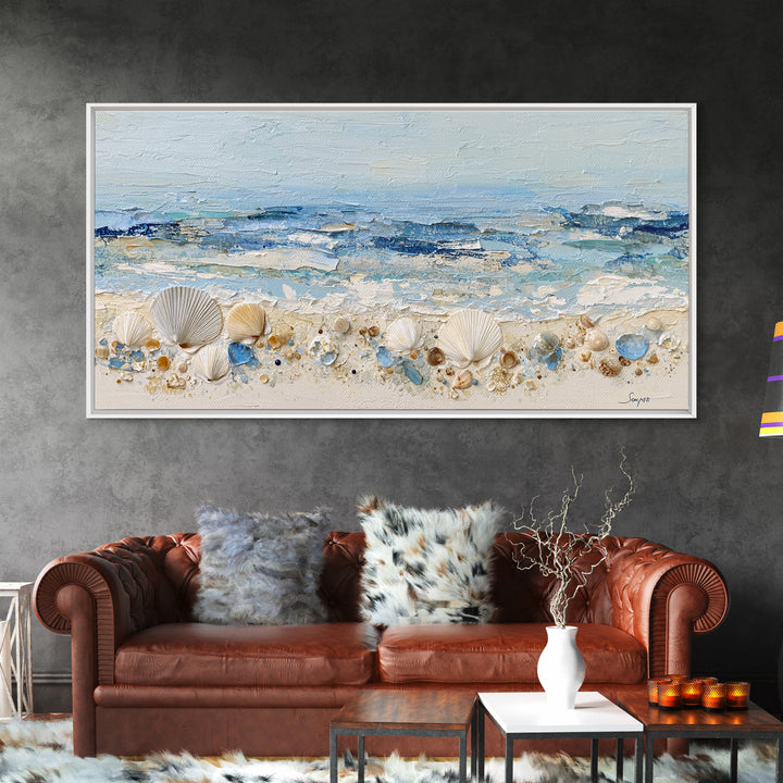 Rocky Tidepool with Reflections Framed Canvas Print, Seascape Art, Nautical Decor, Coastal Decor, Fine Art, Seascape, SEA-2x1-79