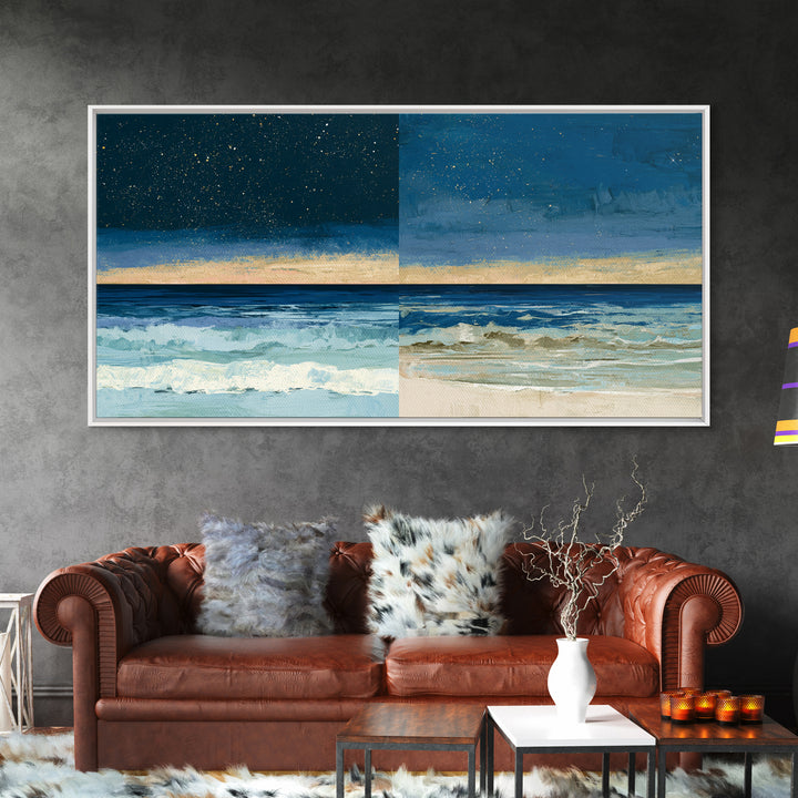 Deep Indigo Night Sea Canvas Print, Seascape Art, Original Art, Coastal Decor, Fine Art, Seascape, Living Room Wall Art, SEA-2x1-89