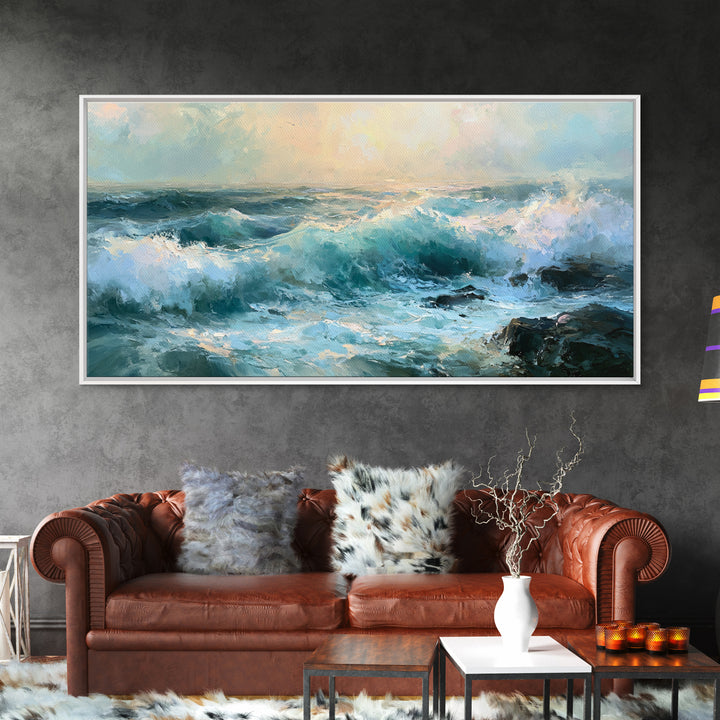 Storm Waves Crashing Canvas Print, Seascape Art, Canvas Wall Art, Coastal Decor, Fine Art, Seascape, Bedroom Wall Art, SEA-2x1-93