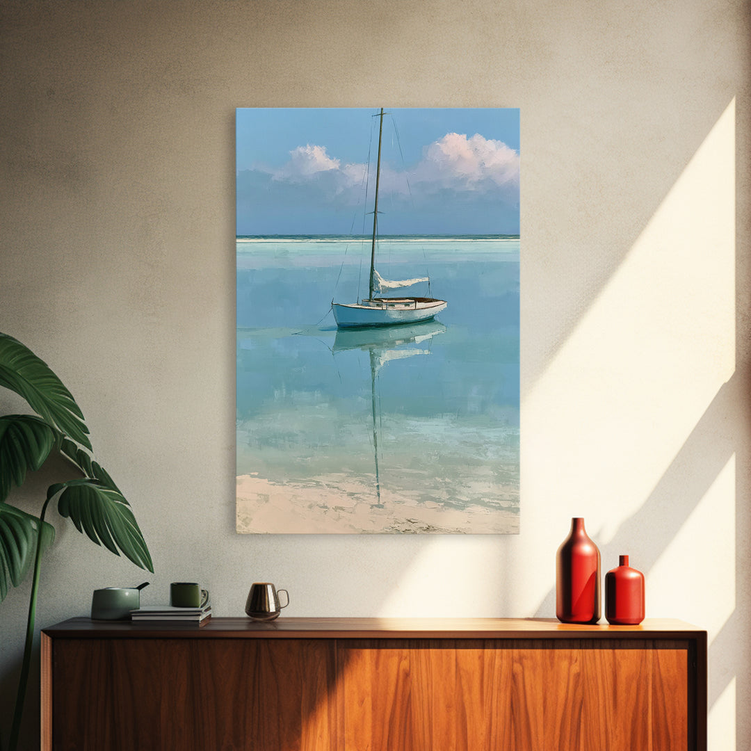 Quiet Sailboat on Glassy Water Canvas Print, Seascape Art, Canvas Print, Coastal Decor, Fine Art, Seascape, Fine Art Print, SEA-2x3-16