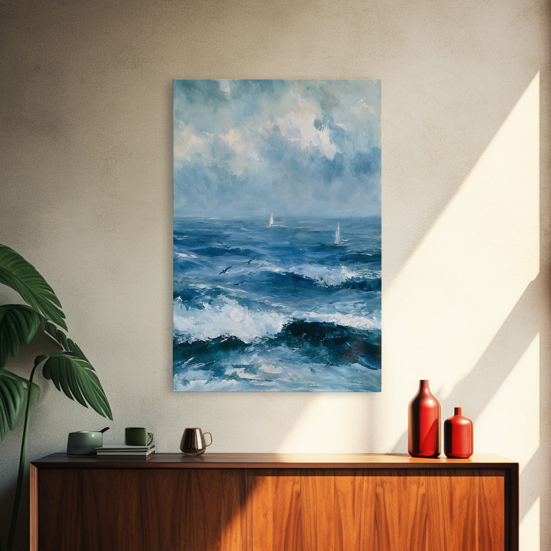 Whitecaps Rolling under Storm Light Canvas Print, Seascape Art, Printable Wall Art, Coastal Decor, Fine Art, Seascape, SEA-2x3-45