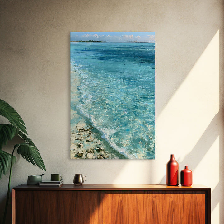 Tropical Lagoon with Transparent Shallows Canvas Print, Seascape Art, Home Decor, Coastal Decor, Oil Painting, Seascape, SEA-2x3-66
