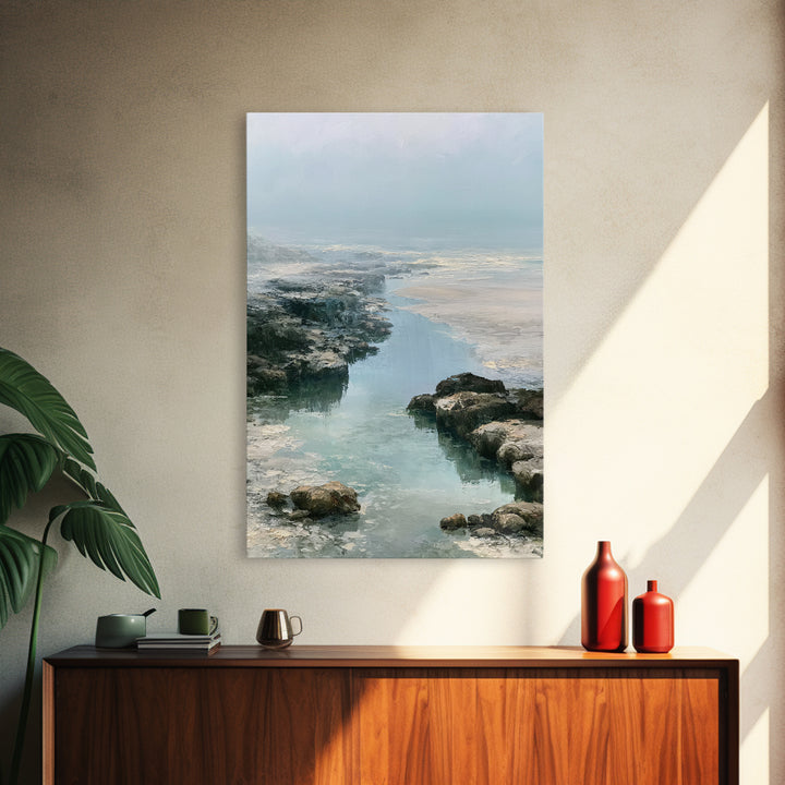 Rocky Tidepool with Reflections Canvas Print, Seascape Art, Printable Art, Coastal Decor, Fine Art, Seascape, Beach Decor, SEA-2x3-91