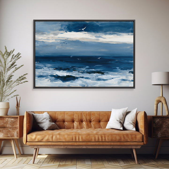 Deep Indigo Night Sea Canvas Print, Seascape Art, Abstract Art, Coastal Decor, Seascape, Nautical Decor, Coastal Wall Art, SEA-3x2-1