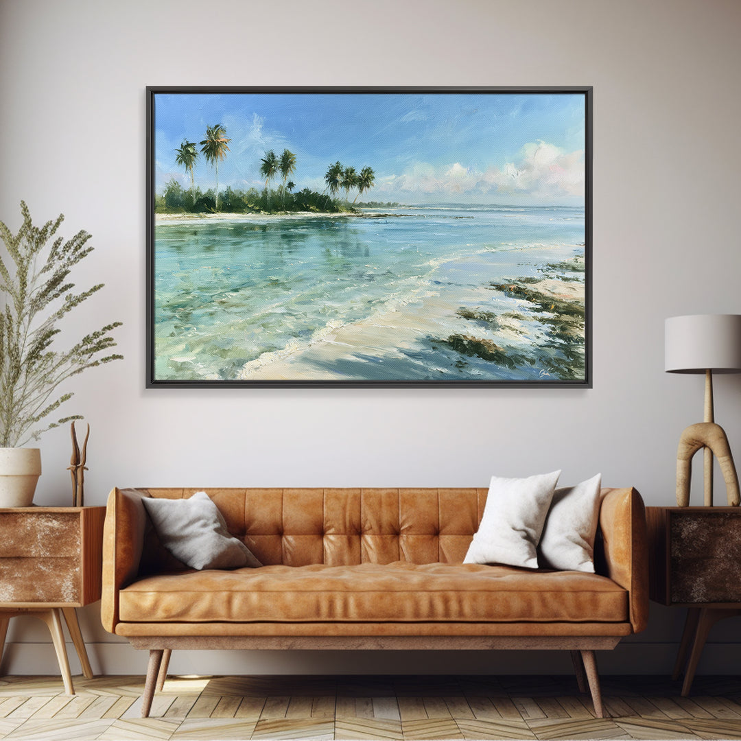 Tropical Lagoon with Transparent Shallows Canvas Print, Seascape Art, Abstract Art, Coastal Decor, Fine Art, Seascape, SEA-3x2-38