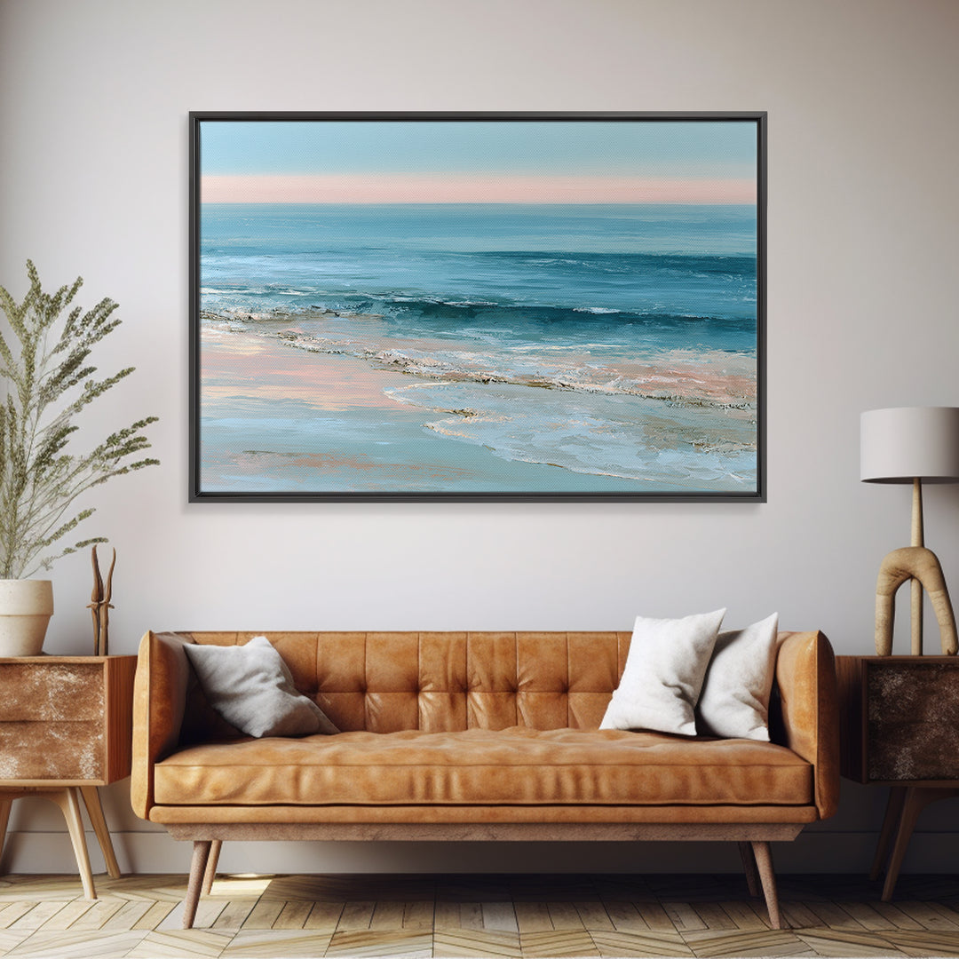 Calm Blue Horizon Framed Canvas Print, Seascape Art, Original Art, Coastal Decor, Fine Art, Seascape, Living Room Wall Art, SEA-3x2-6