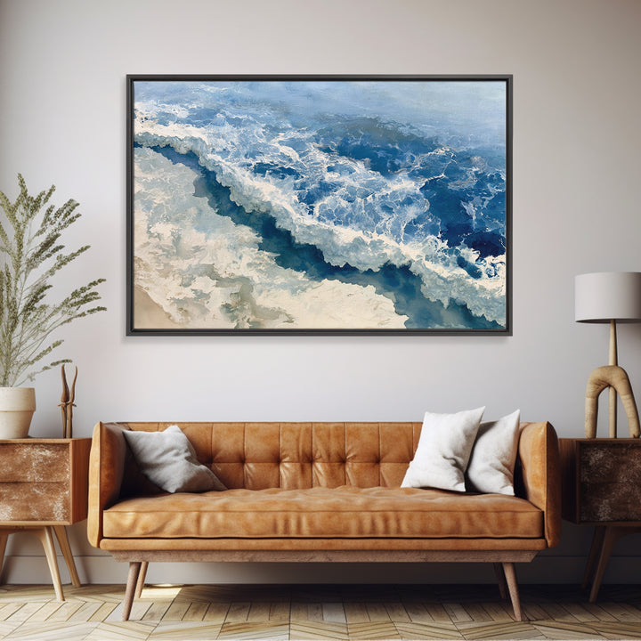 Ocean Foam Patterns from Above Framed Canvas Print, Seascape Art, Gallery Decor, Coastal Decor, Fine Art, Seascape, SEA-3x2-64