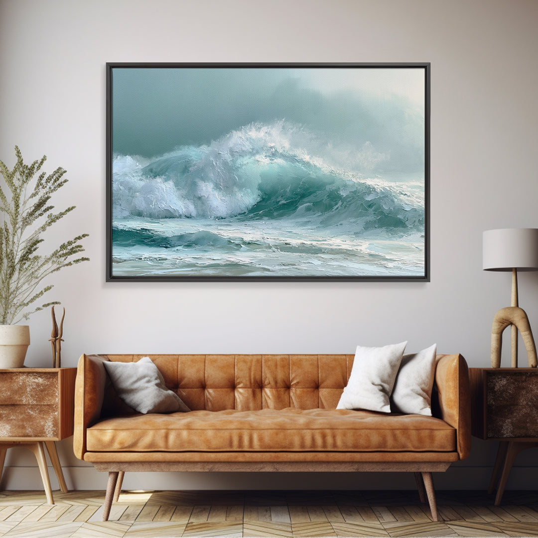 Wild Atlantic Wave Framed Canvas Print, Seascape Art, Living Room Wall Art, Coastal Decor, Seascape, Statement Artwork, SEA-3x2-69