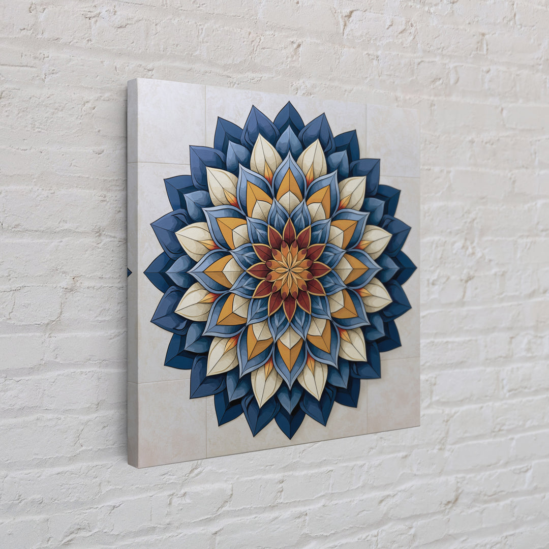 Mandala Lotus with Precise Radial Symmetry Canvas Print, Sacred Geometry Art, Sacred Geometry, Living Room Decor, Geometry, SGA-1x1-26