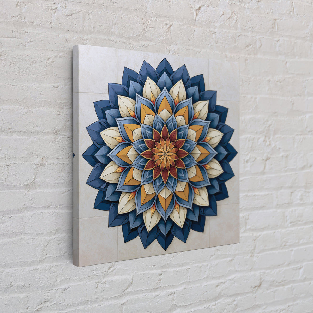 Mandala Lotus with Precise Radial Symmetry Canvas Print, Sacred Geometry Art, Sacred Geometry, Living Room Decor, Geometry, SGA-1x1-26