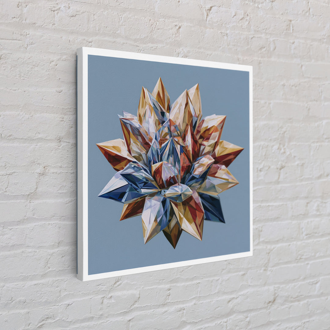 Crystal Lotus Arrangement Framed Canvas Print, Sacred Geometry Art, Living Room Decor, Fine Art, Geometry, Mandala Wall Art, SGA-1x1-44