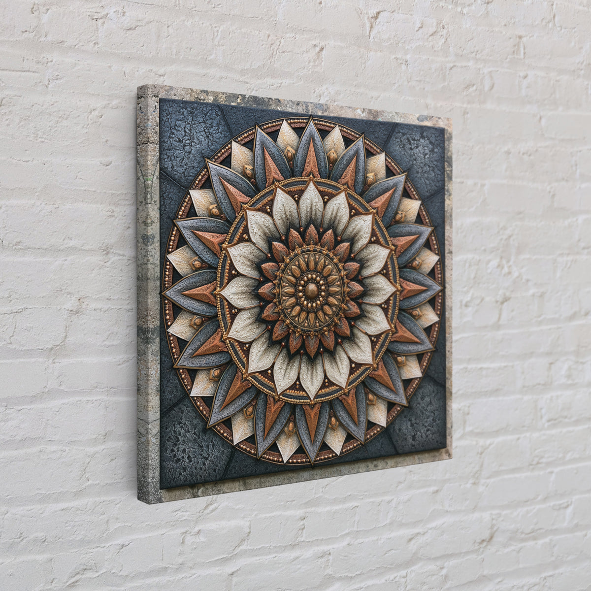 Mandala Lotus with Precise Radial Symmetry Canvas Print, Sacred Geometry Art, Sacred Geometry, Living Room Decor, Geometry, SGA-1x1-50