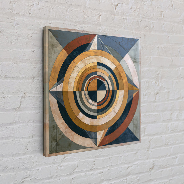 Concentric Circles and Triangles Framed Canvas Print, Sacred Geometry Art, Fine Art Print, Living Room Decor, Abstract Art, SGA-1x1-57