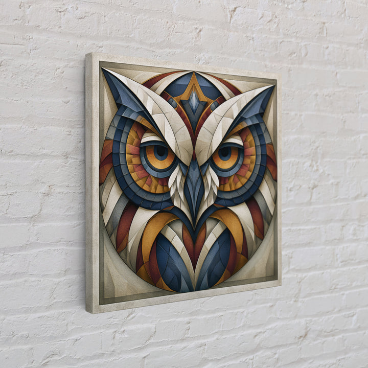 Sacred Owl Formed from Symmetrical Linework Canvas Print, Sacred Geometry Art, Rustic Home Decor, Living Room Decor, Geometry, SGA-1x1-66
