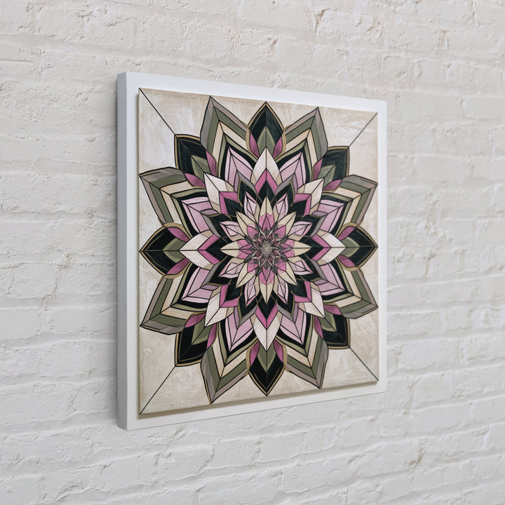 Mandala Lotus with Precise Radial Symmetry Framed Canvas Print, Sacred Geometry Art, Decorations, Living Room Decor, Geometry, SGA-1x1-74