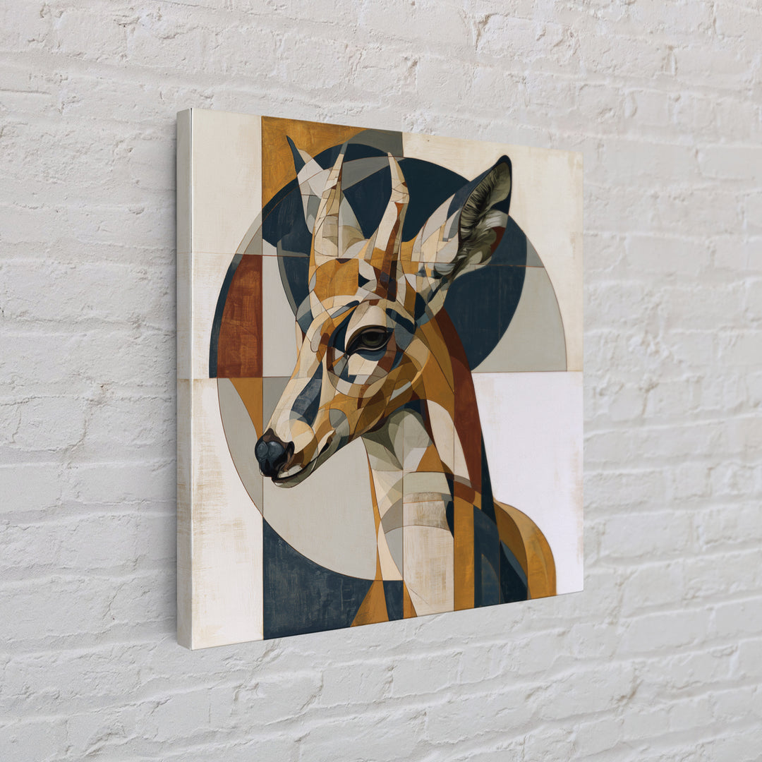 Sacred Deer Formed from Geometric Facets Framed Canvas Print, Sacred Geometry Art, Modern Decor, Living Room Decor, Geometry, SGA-1x1-79